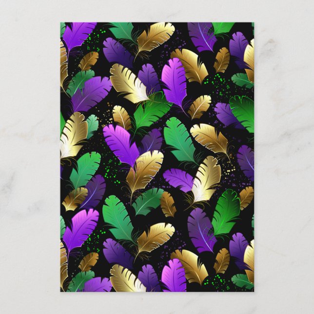 Seamless Pattern with Mardi Gras feathers Enclosure Card (Front)