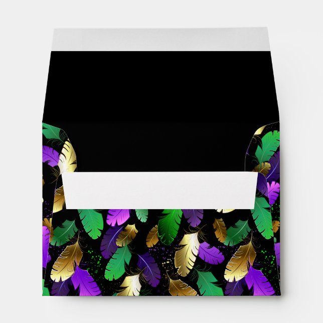 Seamless Pattern with Mardi Gras feathers Envelope (Back (Bottom))