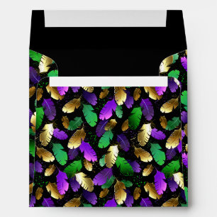 Seamless Pattern with Mardi Gras feathers Envelope