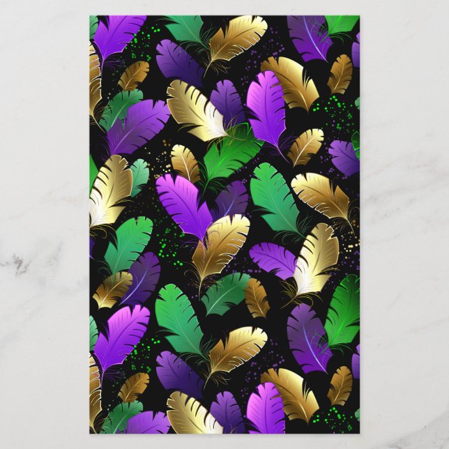 Seamless Pattern with Mardi Gras feathers Flyer (Front)