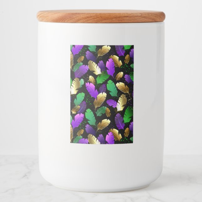 Seamless Pattern with Mardi Gras feathers Food Label (Front)