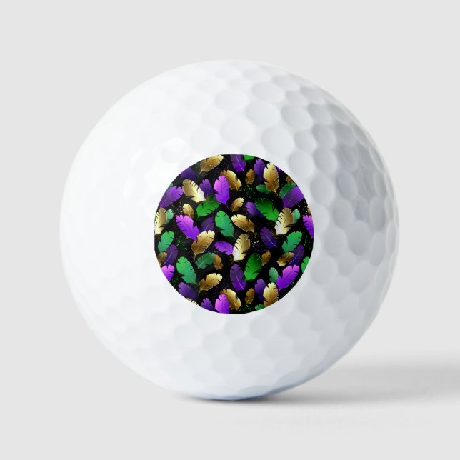 Seamless Pattern with Mardi Gras feathers Golf Balls (Front)