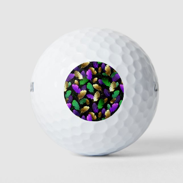 Seamless Pattern with Mardi Gras feathers Golf Balls (Front)