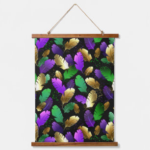 Seamless Pattern with Mardi Gras feathers Hanging Tapestry