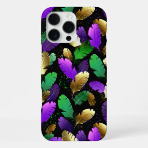 Seamless Pattern with Mardi Gras feathers iPhone 16 Pro Max Case
