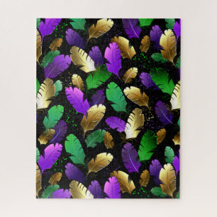 Seamless Pattern with Mardi Gras feathers Jigsaw Puzzle