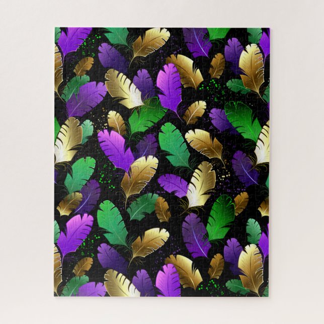 Seamless Pattern with Mardi Gras feathers Jigsaw Puzzle (Vertical)
