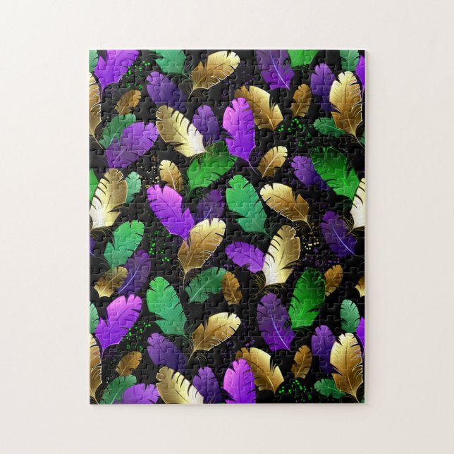 Seamless Pattern with Mardi Gras feathers Jigsaw Puzzle (Vertical)
