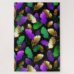 Seamless Pattern with Mardi Gras feathers Jigsaw Puzzle