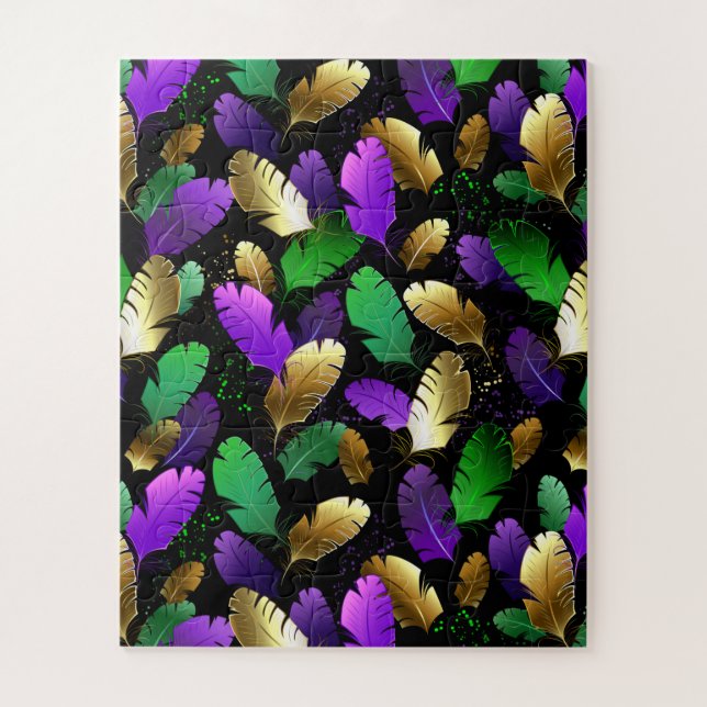 Seamless Pattern with Mardi Gras feathers Jigsaw Puzzle (Vertical)