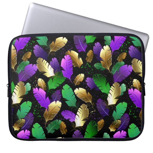 Seamless Pattern with Mardi Gras feathers Laptop Sleeve (Front)