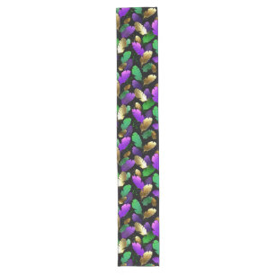 Seamless Pattern with Mardi Gras feathers Long Table Runner
