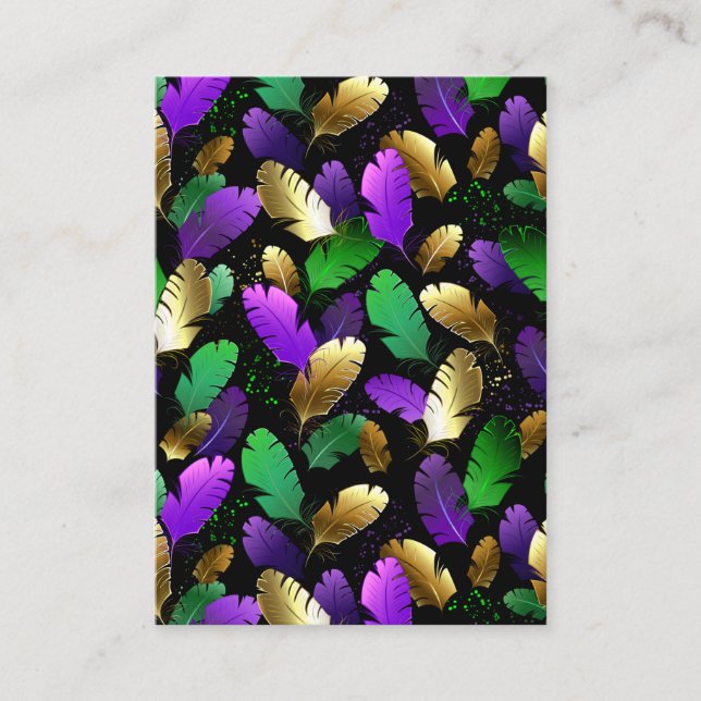 Seamless Pattern with Mardi Gras feathers Loyalty Card (Front)