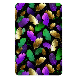 Seamless Pattern with Mardi Gras feathers Magnet