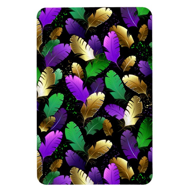 Seamless Pattern with Mardi Gras feathers Magnet (Vertical)