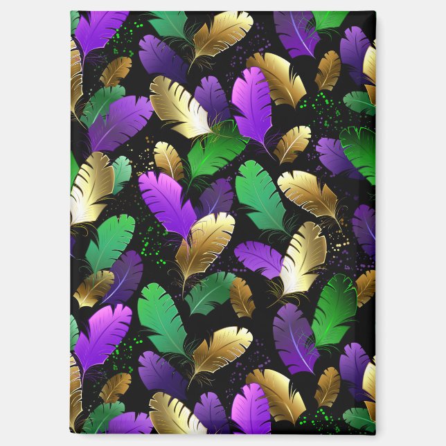 Seamless Pattern with Mardi Gras feathers Magnet (Front)