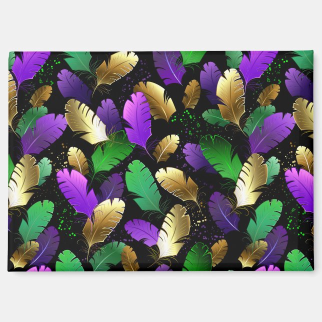 Seamless Pattern with Mardi Gras feathers Magnet (Front)