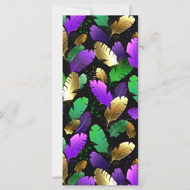 Seamless Pattern with Mardi Gras feathers Magnetic Invitation (Front)