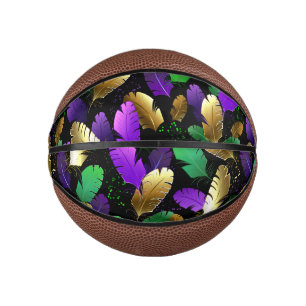 Seamless Pattern with Mardi Gras feathers Mini Basketball
