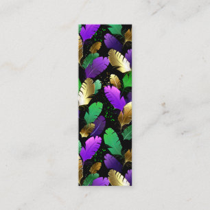 Seamless Pattern with Mardi Gras feathers Mini Business Card
