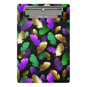 Seamless Pattern with Mardi Gras feathers Mini Clipboard