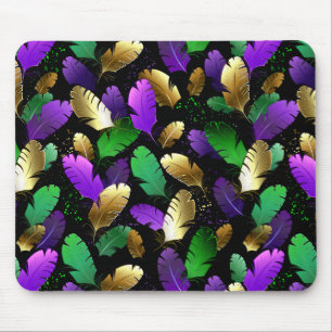 Seamless Pattern with Mardi Gras feathers Mouse Pad