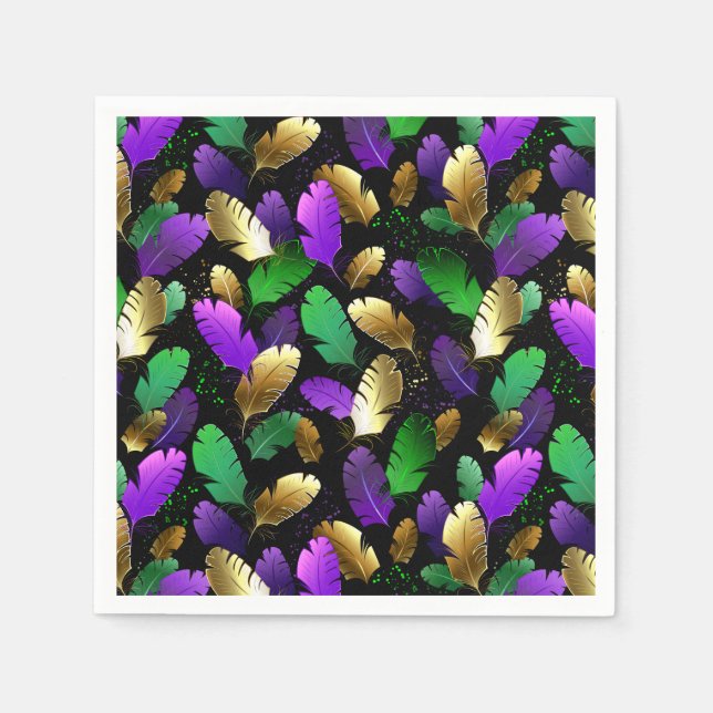 Seamless Pattern with Mardi Gras feathers Napkin (Front)