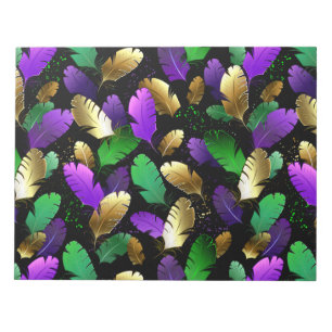 Seamless Pattern with Mardi Gras feathers Notepad