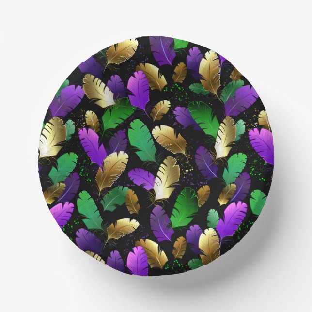 Seamless Pattern with Mardi Gras feathers Paper Plate (Front)