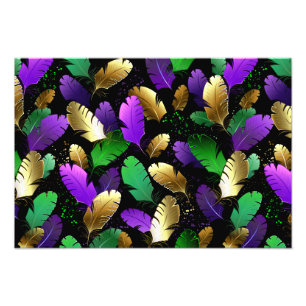Seamless Pattern with Mardi Gras feathers Photo Print