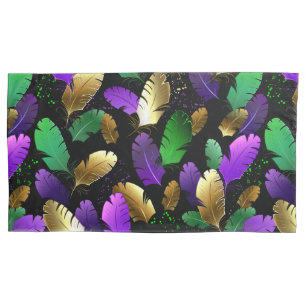 Seamless Pattern with Mardi Gras feathers Pillowcase