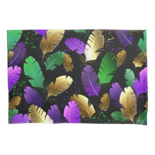 Seamless Pattern with Mardi Gras feathers Pillowcase