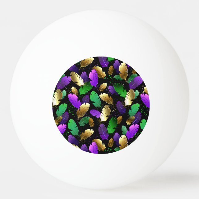 Seamless Pattern with Mardi Gras feathers Ping Pong Ball (Front)