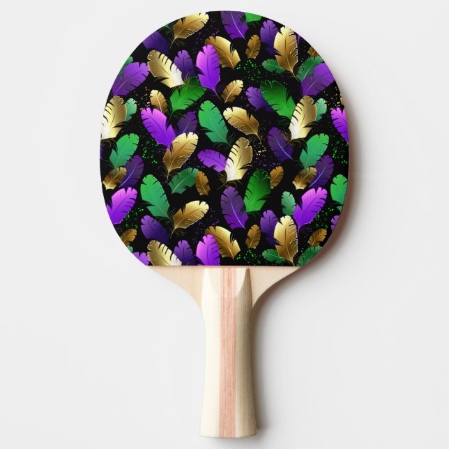 Seamless Pattern with Mardi Gras feathers Ping Pong Paddle (Front)