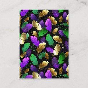 Seamless Pattern with Mardi Gras feathers Place Card
