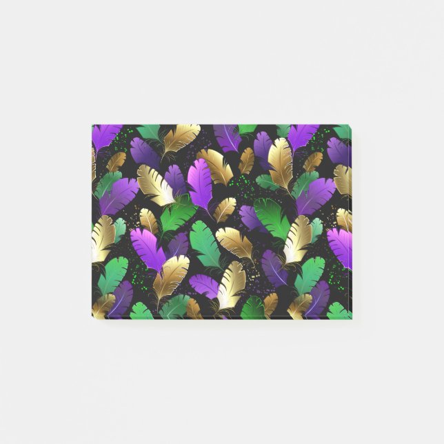 Seamless Pattern with Mardi Gras feathers Post-it Notes (Front)