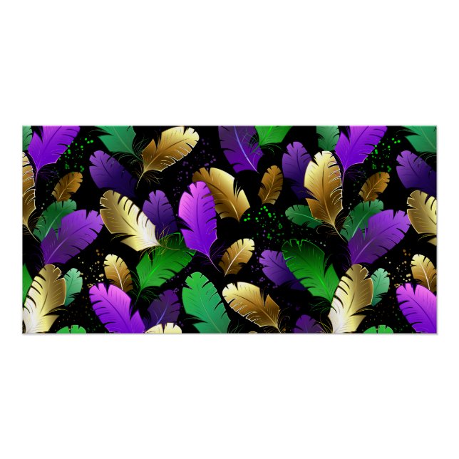 Seamless Pattern with Mardi Gras feathers Poster (Front)