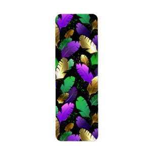 Seamless Pattern with Mardi Gras feathers Return Address Label
