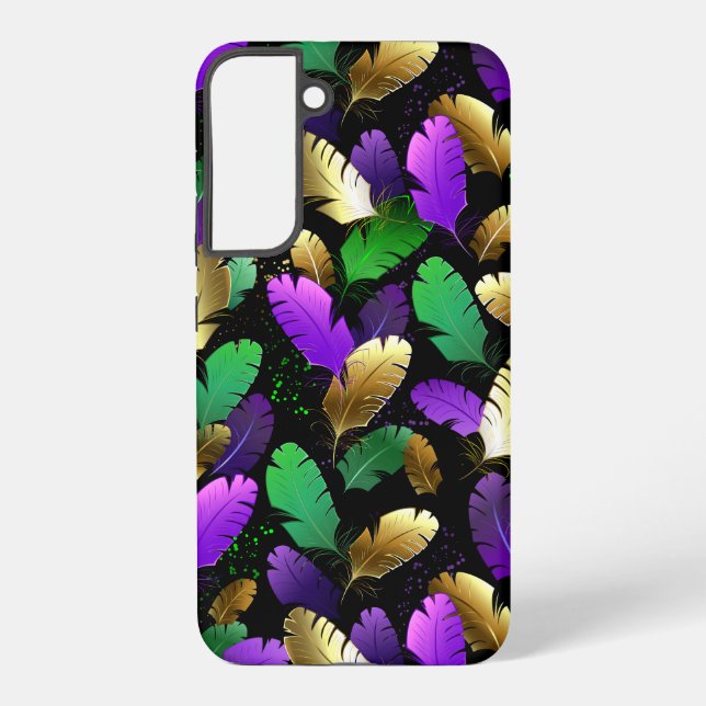 Seamless Pattern with Mardi Gras feathers Samsung Galaxy S22+ Case (Back)