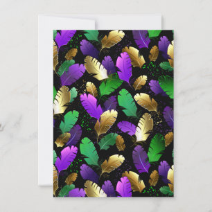Seamless Pattern with Mardi Gras feathers Save The Date