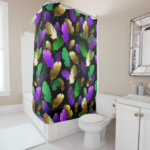 Seamless Pattern with Mardi Gras feathers Shower Curtain