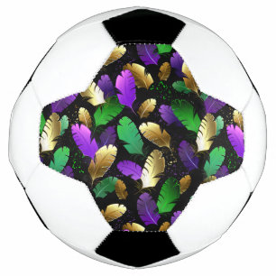 Seamless Pattern with Mardi Gras feathers Soccer Ball