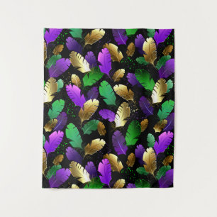 Seamless Pattern with Mardi Gras feathers Tapestry