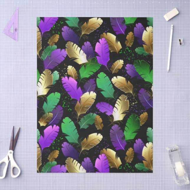 Seamless Pattern with Mardi Gras feathers Tissue Paper (Craft)