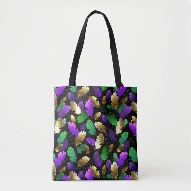 Seamless Pattern with Mardi Gras feathers Tote Bag (Front)