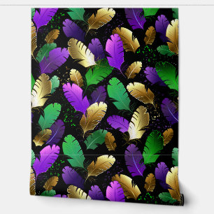 Seamless Pattern with Mardi Gras feathers Wallpaper