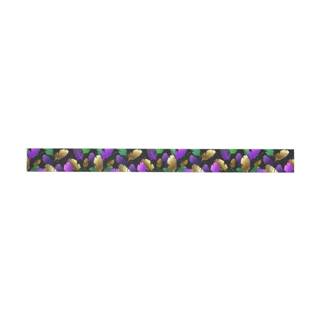 Seamless Pattern with Mardi Gras feathers Wrap Around Label (Individual)