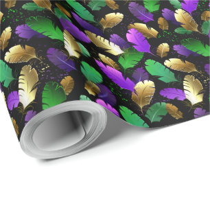 Seamless Pattern with Mardi Gras feathers Wrapping Paper