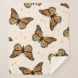 Seamless pattern with monarch butterflies. Contemp Sherpa Blanket