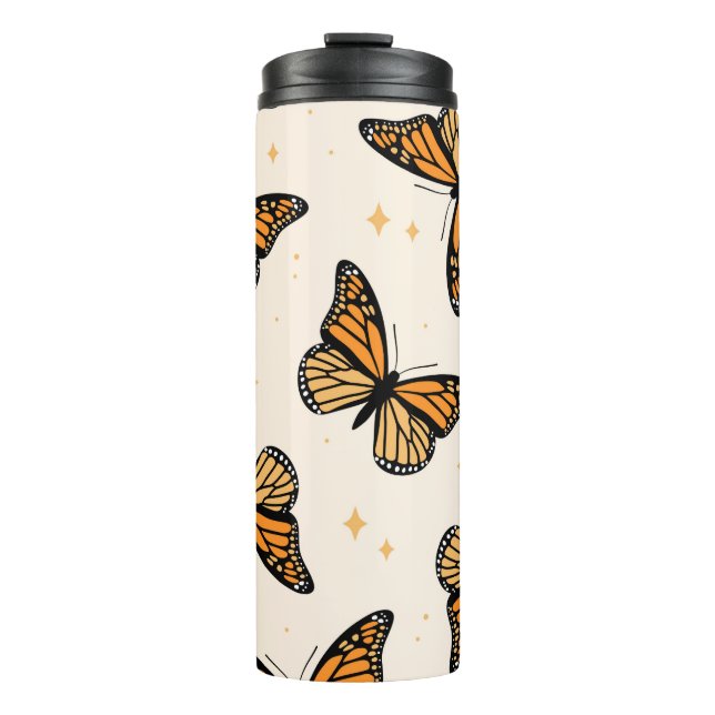 Seamless pattern with monarch butterflies. Contemp Thermal Tumbler (Front)